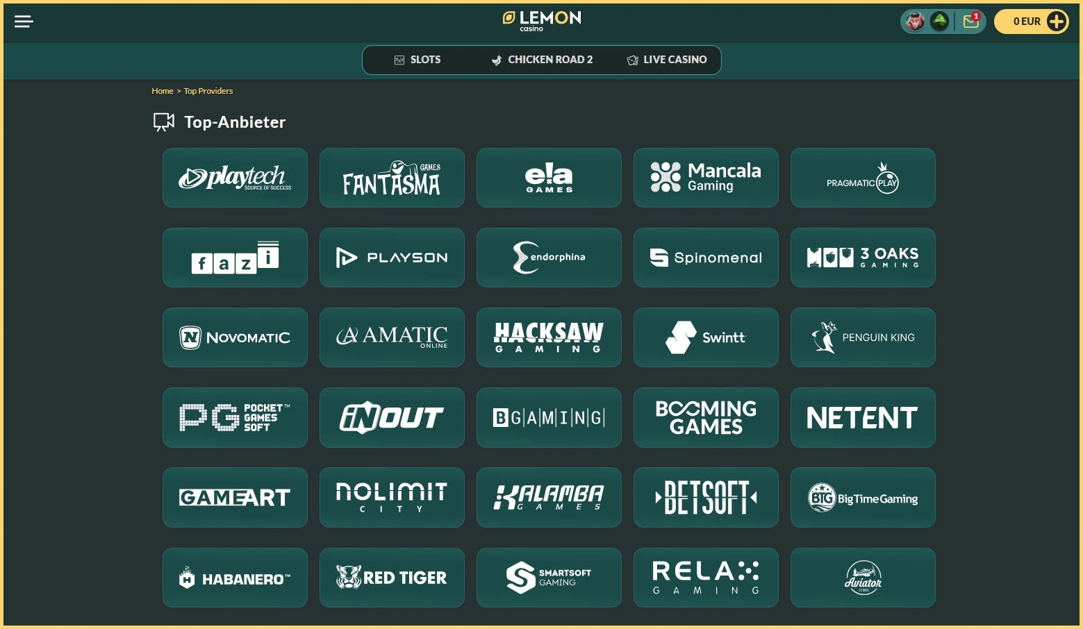 Anbieterübersicht – alle Casinos bei Lemon Casino